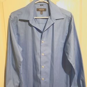 KENNETH COLE Light blue pinstripe dress shirt